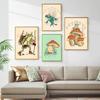 Home Decor Cottagecore Frog Mushroom Canvas Painting Pictures Wall Art Prints Fairy Frog Hiking Modular Poster For Living Room