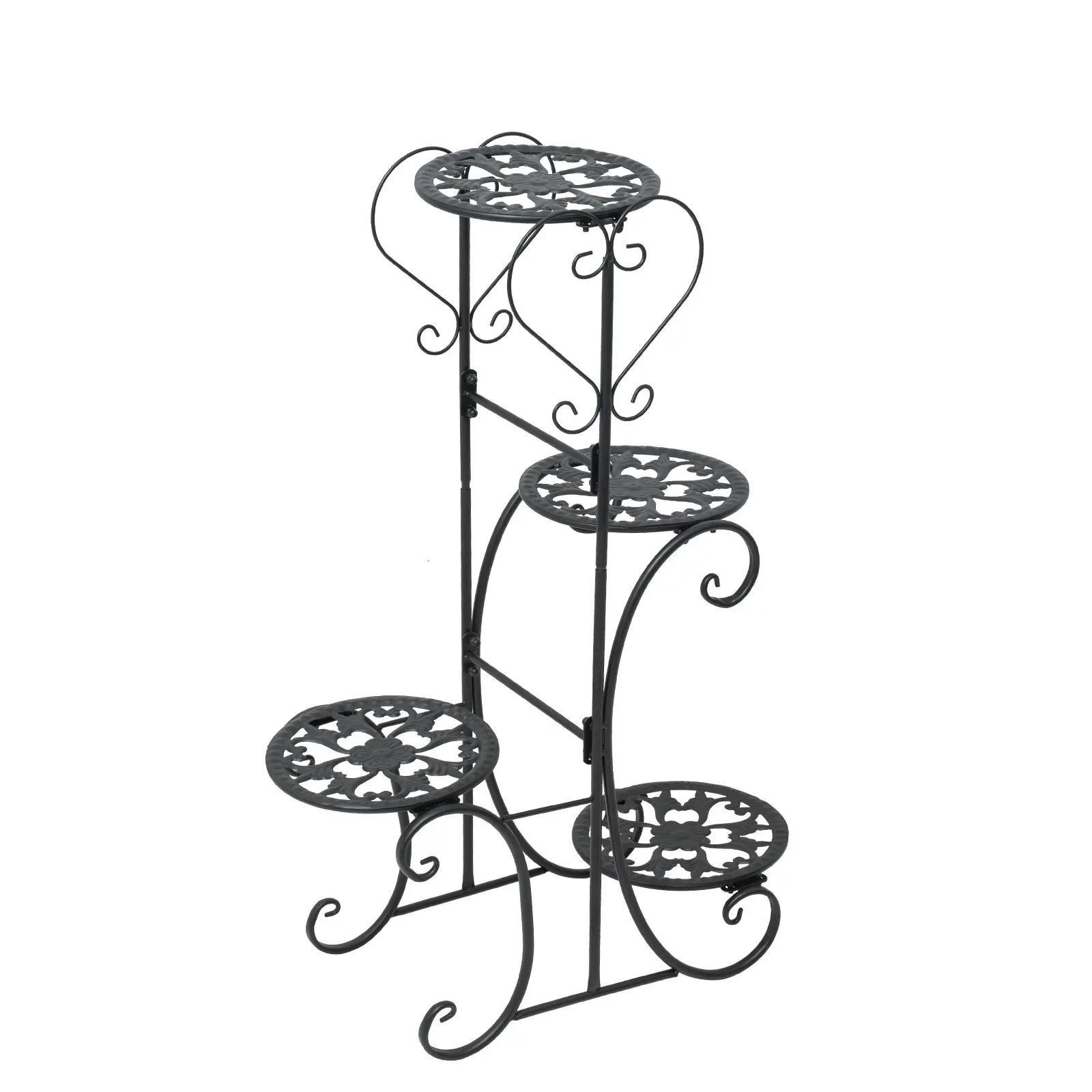 Large Metal Plant Stand, Rust-Proof Iron Flower Rack for Indoor/Outdoor, Heavy-Duty nero