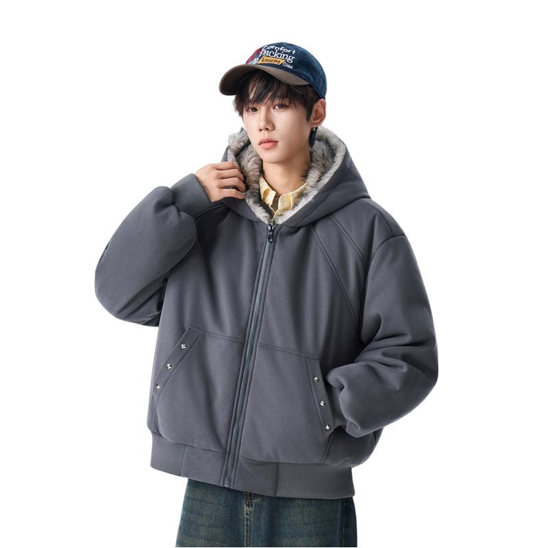 

Men s High-End Retro Mountain Carving Winter Jacket - Cotton Padded Streetwear Unisex 3XL [160-180 Jin] темно-сірий