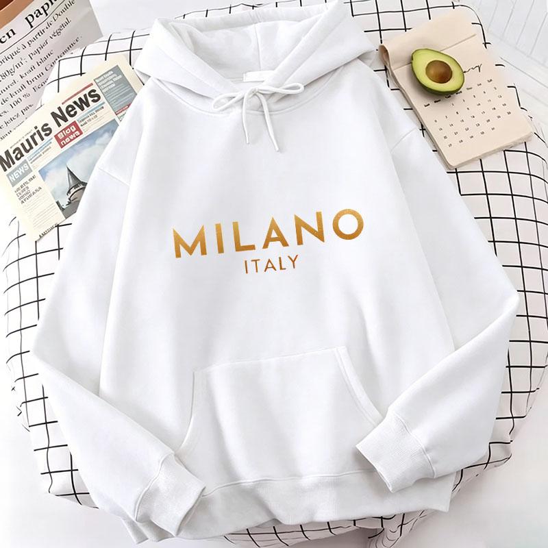 Lässige Trendige Milano Italia Buchstaben Druck Kapuzenpullover Lässige Kapuzenpullover Sweatshirts Herren Damen Oberteile Pullover Kapuzenpullover Sweatshirt