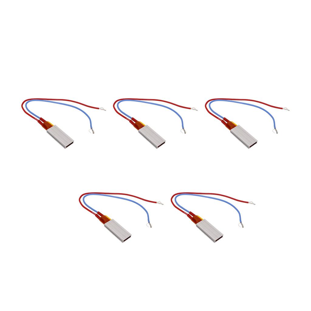 5Pcs PTC Heating Element Aluminum Shell Ceramic Thermostat Heater Plate 220V 200 celsius  Red Blue Cable