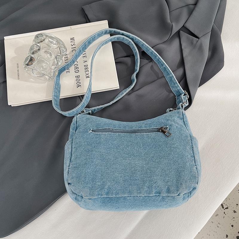 Denim Bag Multi-zipper Retro Crossbody Bag Middle-aged Mother Bag