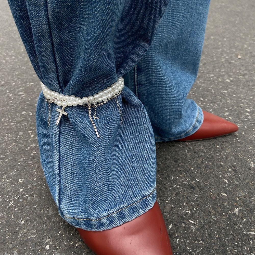 Detachable Cross Pendant Jeans Chain Heart Trousers Decoration  Unisex