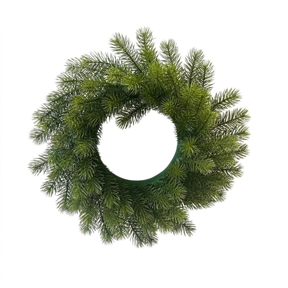 Snowy Christmas Pine Wreath Red Berries Plastic Frosted Pine Berry Wreath Evergreen Round Pine Needles Door Wreath