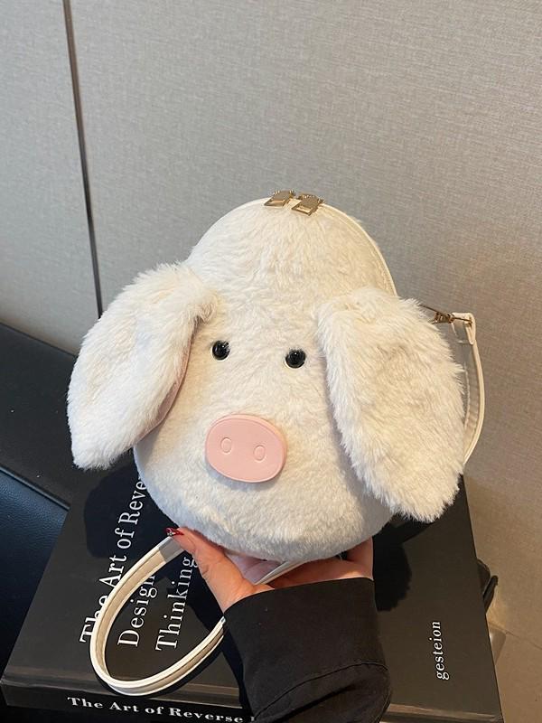 Roztomilá kreslená prasátko plyšová taška přes rameno - Dámská crossbody a dětská hračka panenka dárek