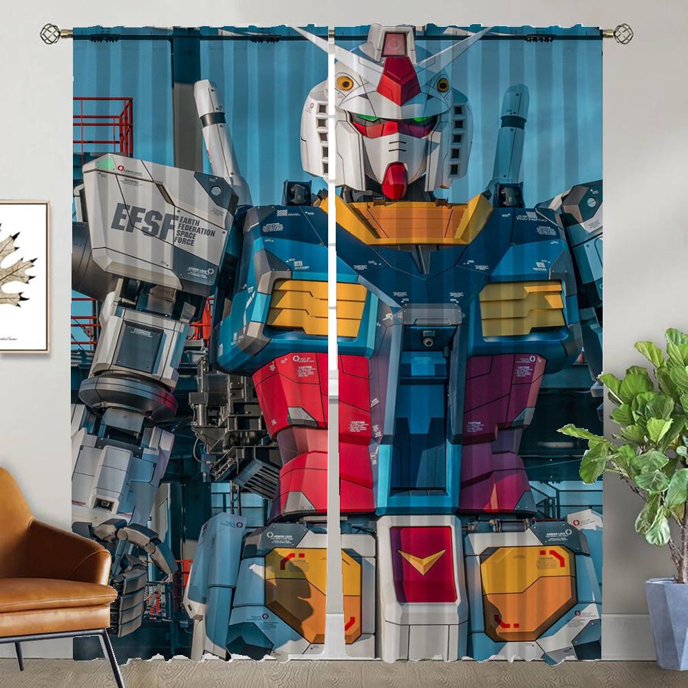 Gundams Home Interior Curtains 2 Pieces Elegant Room Curtains for Camera Living Room Curtain Partition Tulle for Bedroom Shades