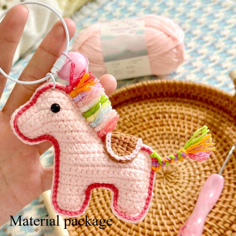 

Handmade DIY Rainbow Horse Zodiac Pony Pouch Doll Keychain Hanging Ornament DIY Fabric Package Knitting Present [Material Kit]