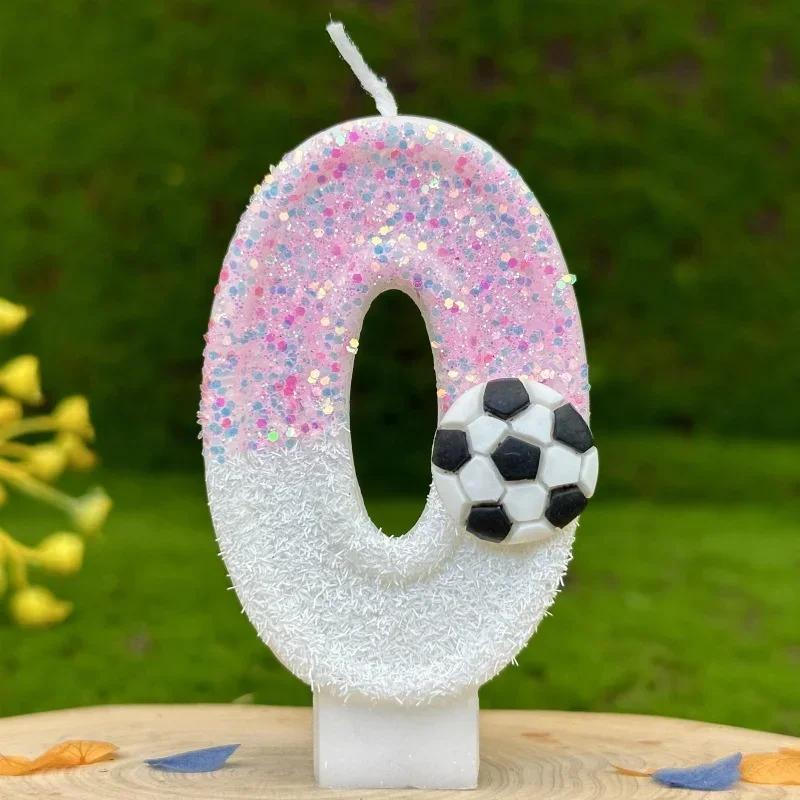 Soccer Birthday Memories Pink Candles White Girl Number Football Candle Cake Decoration Children's Surprises Room Decor Candle