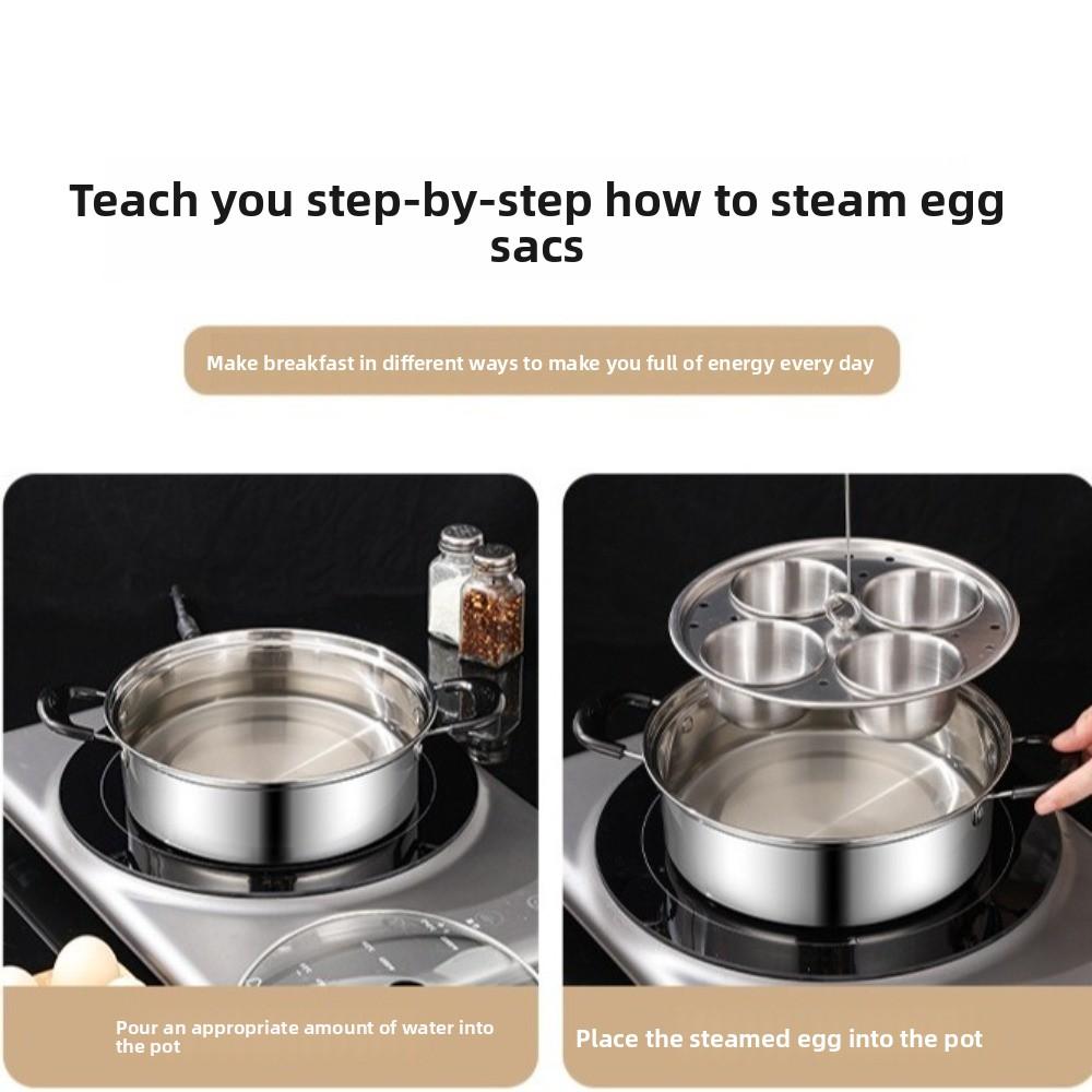 Rust Resistant Non-Stick Egg Poacher Pot Stainless Steel Soup Pot Multi Purpose Steamer  Meal Prep