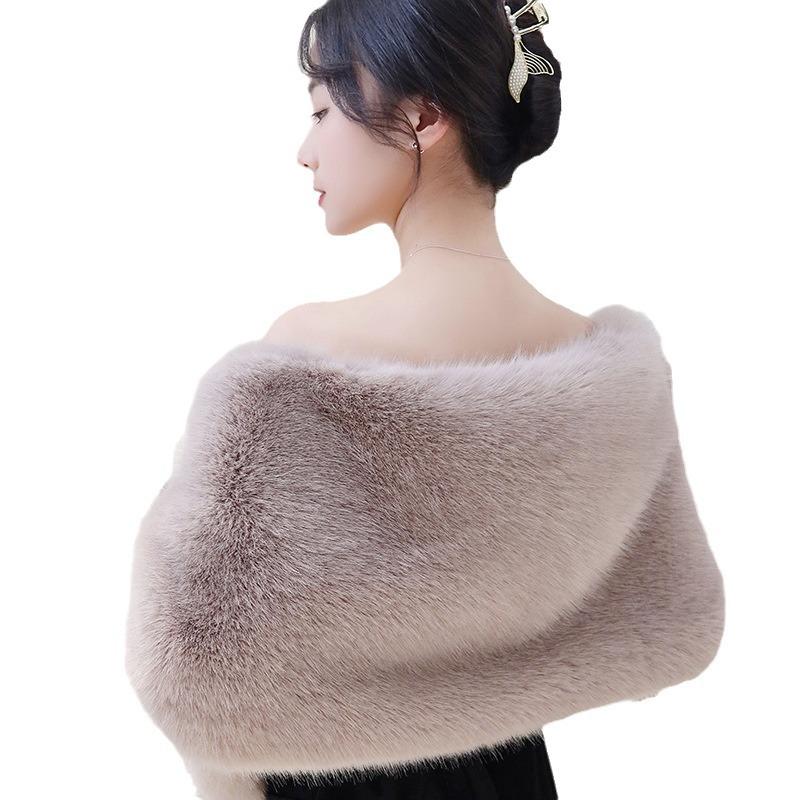 Fellimitat Schal Damen Herbst und Winter Imitation Nerzfell Fuchsfellkragen Kleid Cheongsam Umhang Kurzer Mantel