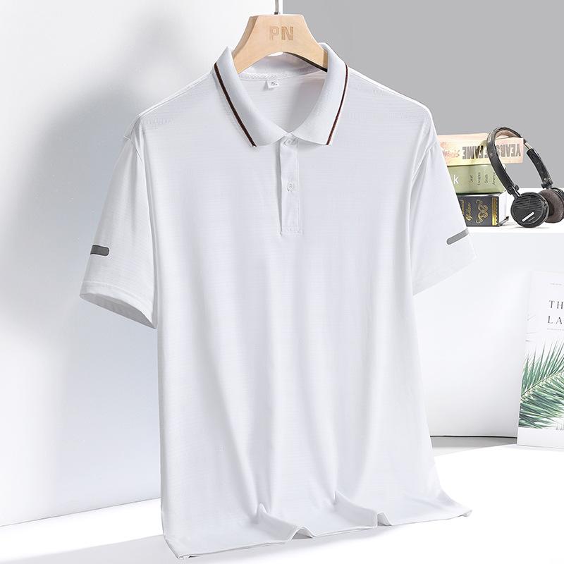 Ice Silk Versatile Men's POLO Shirt Comfortable Quick Drying Short Sleeve T-shirt Polo Collar Solid Color Versatile Men