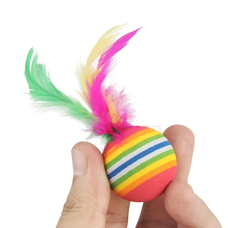 10PCS Rainbow Color Feather Ball Cat Toy Colorful Small Ball Pet Toys