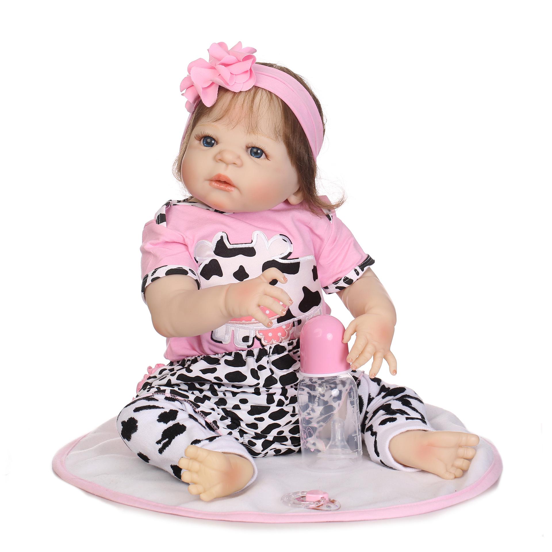Realistic Silicone Baby Doll - Cute Cow Design Gift 57 cm как