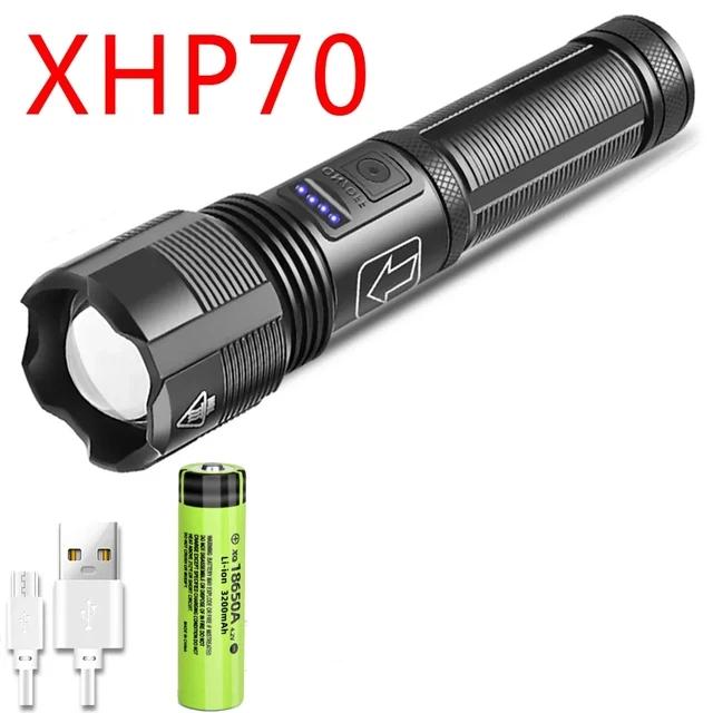 Powerful 4 Core LED Flashlight Zoomable Aluminum Alloy XHP70.2 XHP50.2 Tactical Torch Usb Rechargeable Use 18650 Battery