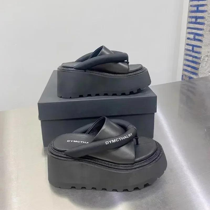Fashion Open Toe Women Wedge Sandals Thong Flip Flops Platform Slippers Summer Beach Outdoor Slides Woman Height Increased Sandles