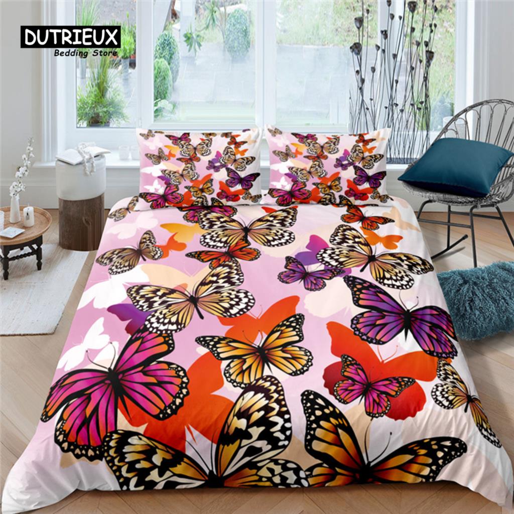 Home Living Luxury 3D Butterfly Bedding Set Comfortable Duvet Cover Set Kids Bedding Set Queen and King EU/US/AU/UK Size