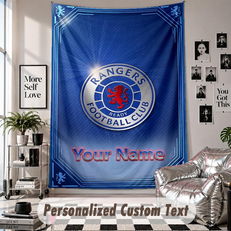 Custom Tapestry Wall Hanging, Rangers FC Personalized Name Text Home Wall Decor