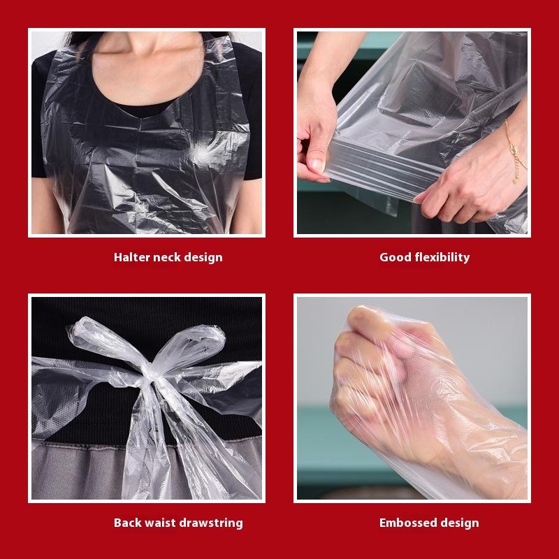 Disposable Aprons For Adults Transparent Waterproof Oil-Proof Disposable Apron Hot Pot Barbecue Kitchen Supplies