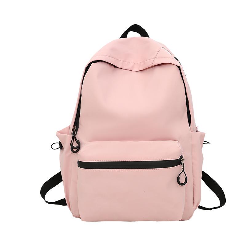 Solid Color Gender-neutral Nylon Backpack Casual Large-capacity Schoolbag Junior High School Student College Student Class Backpack