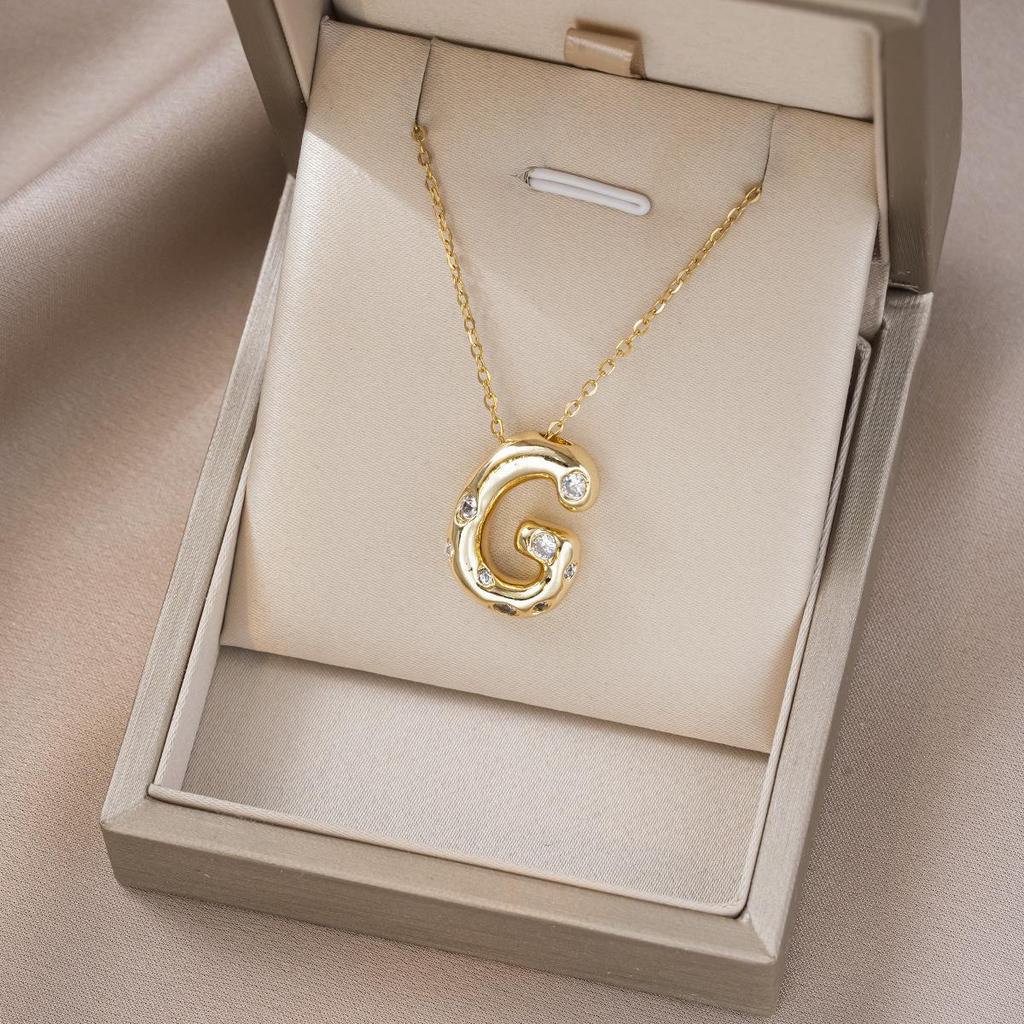 Women's Colorful English Alphabet Necklace - Simple & Trendy Design in Titanium Steel