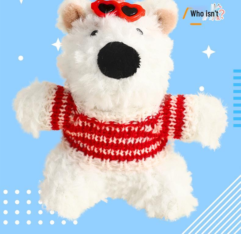 Cartoon West Highland Plush Keychain - Cute Girl Doll Backpack Pendant