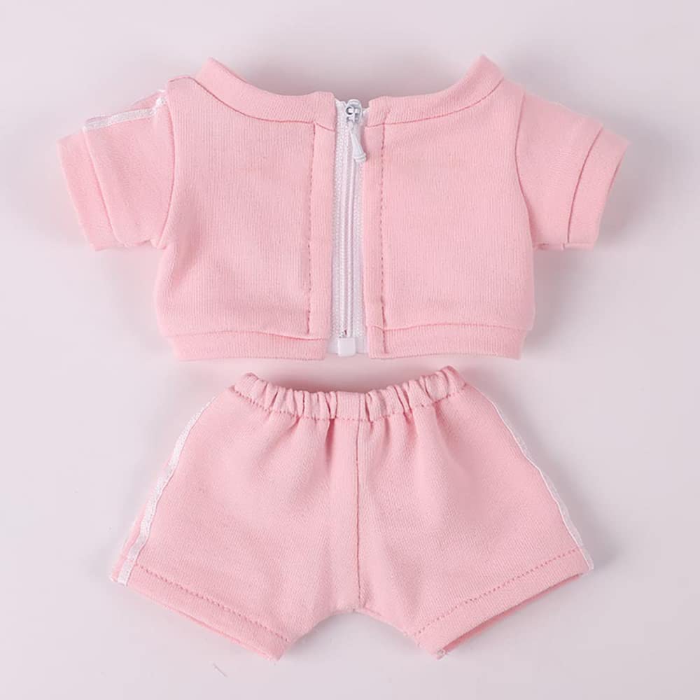 Niannyyhouse 20cm Doll Clothes Cotton Doll Clothes Sportswear Dress Up Jacket Pants Doll Baby Clothes for Stuffed Animals (pink)