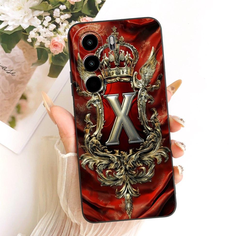 

For ITEL Power70 5G P673L Phone Case For ITEL Power 70 5G Cover Luxury A-Z Letters Cool Crown 2D Painted Silicone Casing ITEL Power 70 5G