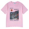 Kyoto Reflections Graphic Illustration T-shirt Retro Japanese Ukiyo-e Style Temple Tee Cotton Streetwear Casual Oversized TShirt