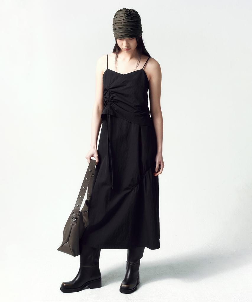 INSILENCE WOMEN Parachute Shirred Dress Black
