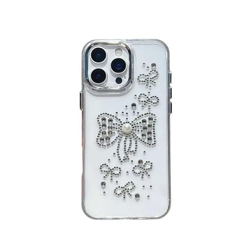

Applicable To Iphone16Pro Bow Pearl Anti-Drop Mobile Phone Case Creative Apple 17Air Transparent Soft Case iPhone 7/8/SE 2020