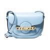 Hally Letter Buckle Vintage Solid Leather Saddle Bag Women Shoulder Bag Light-Blue 32F1G2HC1L-464