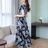Modisches, lässiges Damen-Kleid mit kurzen Ärmeln und langem Kleid mit Blumenmuster
