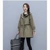 Women's Long Windbreaker Spring Autumn Loose Casual Fashion Military Coffee Color Hooded Jacket