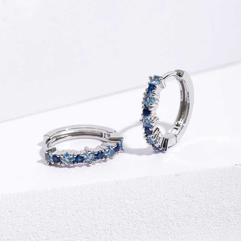 Luxury Stainless Steel Colorful Zircon Hoop Earrings For Women Fashion Korean Huggie Earrings Wedding Jewelry Pendientes Mujer