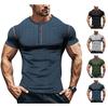 Men Slim Fit Breathable Henley Short Sleeve T Shirt For Fitness Casual