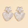 Women Fashion European American Retro Heart Dangle Earrings Star Irregular Tin Foil Surface Creative Punk Elegant Ear Jewelry