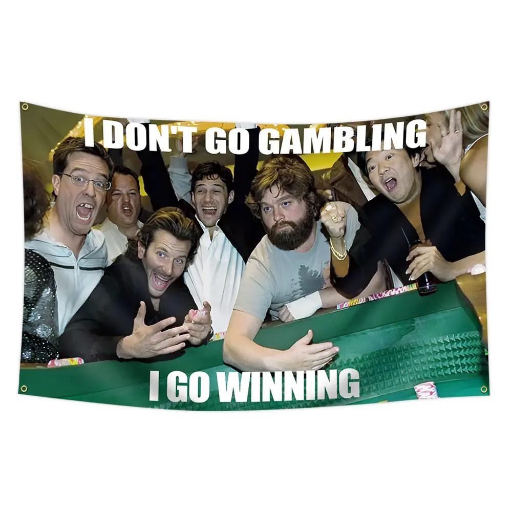 

VIKAMA American Fun I DonT Gambling I Win Banner Tapestry Living Room Bedroom Dormitory Wall Tapestry Decoration 74x94cm(29x37in)