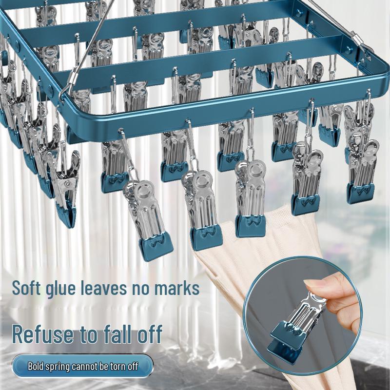 Aluminum Alloy Balcony Dryer with Multiple Clips - Stainless Steel Rack for Underwear and Socks