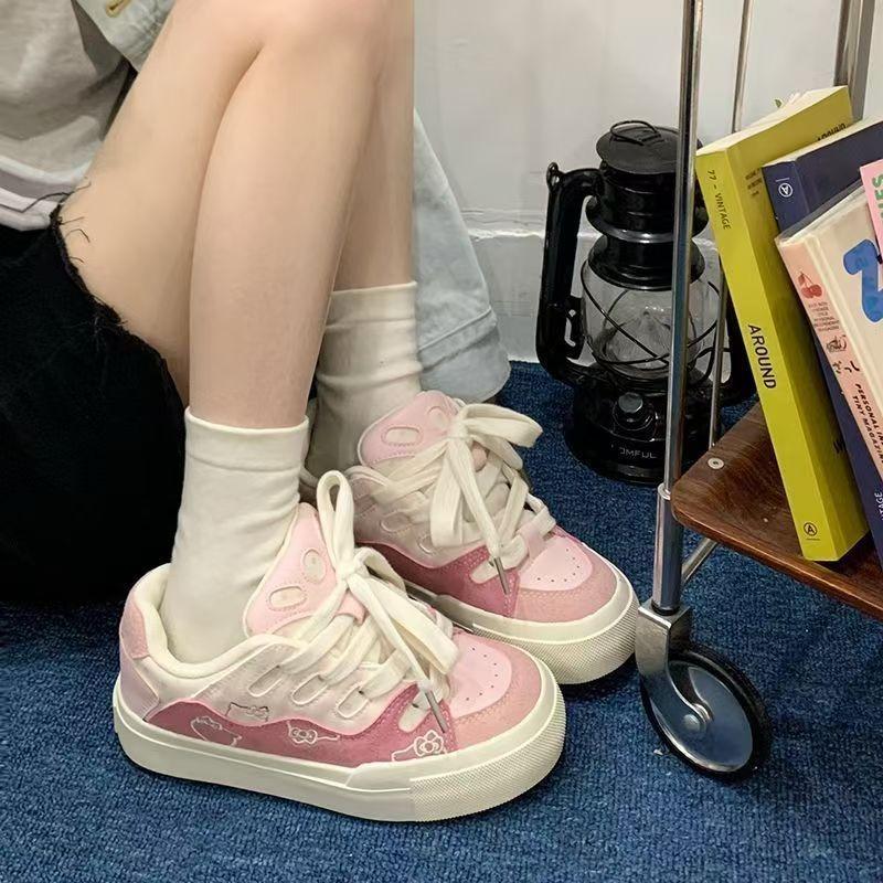 Cute Bow Board Shoes Women's New Versatile Niche Shoes Platform White Shoes Bread