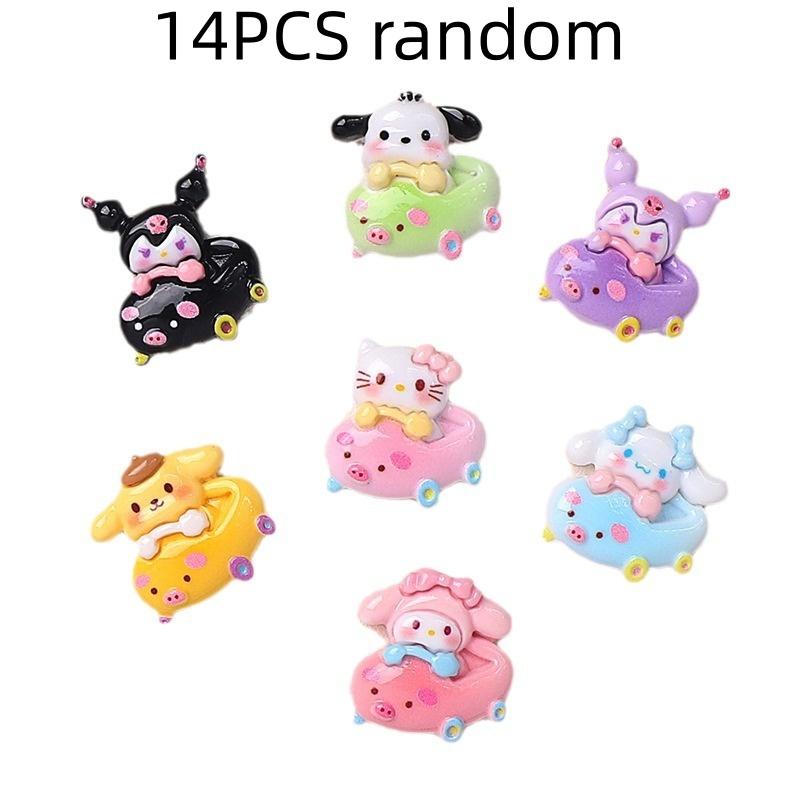 

14/70PCS Cartoon shiny bumper car animal DIY resin accessories jewelry handmade hair clip phone case water cup headpiece