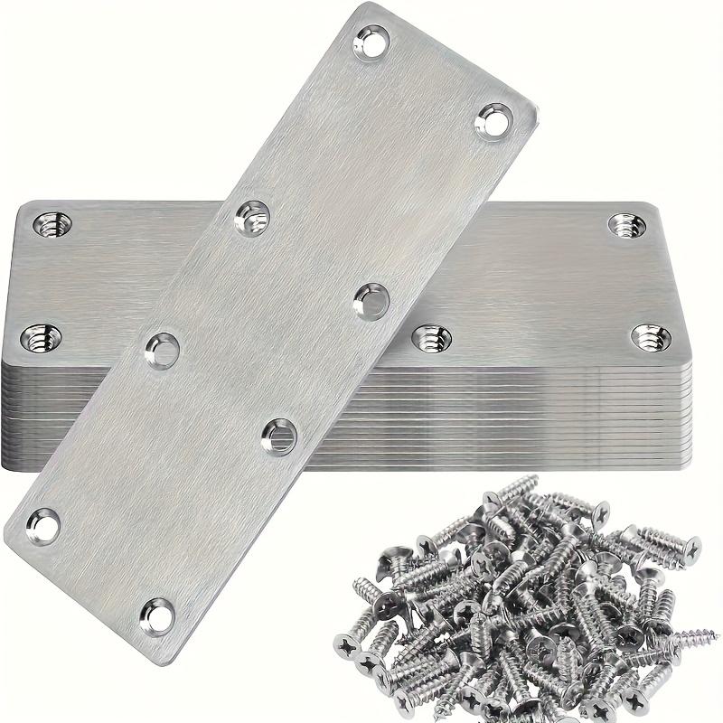 

6Pcs Stainless Steel Metal Straight Brackets With Screws Repairing Mending Plate for Wood Furniture Easy to Install