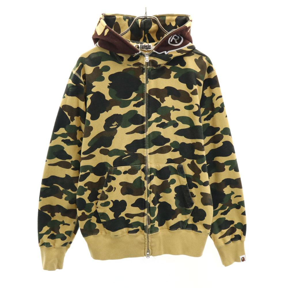 A BATHING APE Camouflage Pattern Long Sleeve Sweat Zip Hoodie Camouflage Men's Used