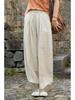 2025 Women's Summer Cotton Linen Ramie Sand-Washed Drawstring Lantern Pants - Distressed & Versatile