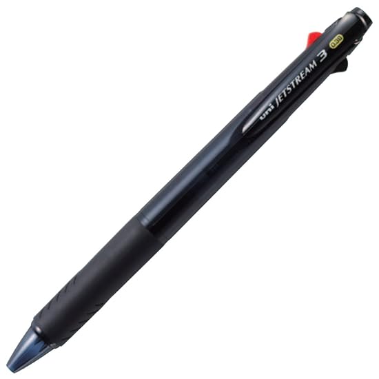 uni-ball Jetstream 3-Color Ballpoint Pen, 0.38mm, Transparent Black, Smooth Writing, SXE340038PT24