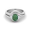 1.54 Ctw Natural Emerald 925 Sterling Silver Classic Dual Band Women Bridal Ring