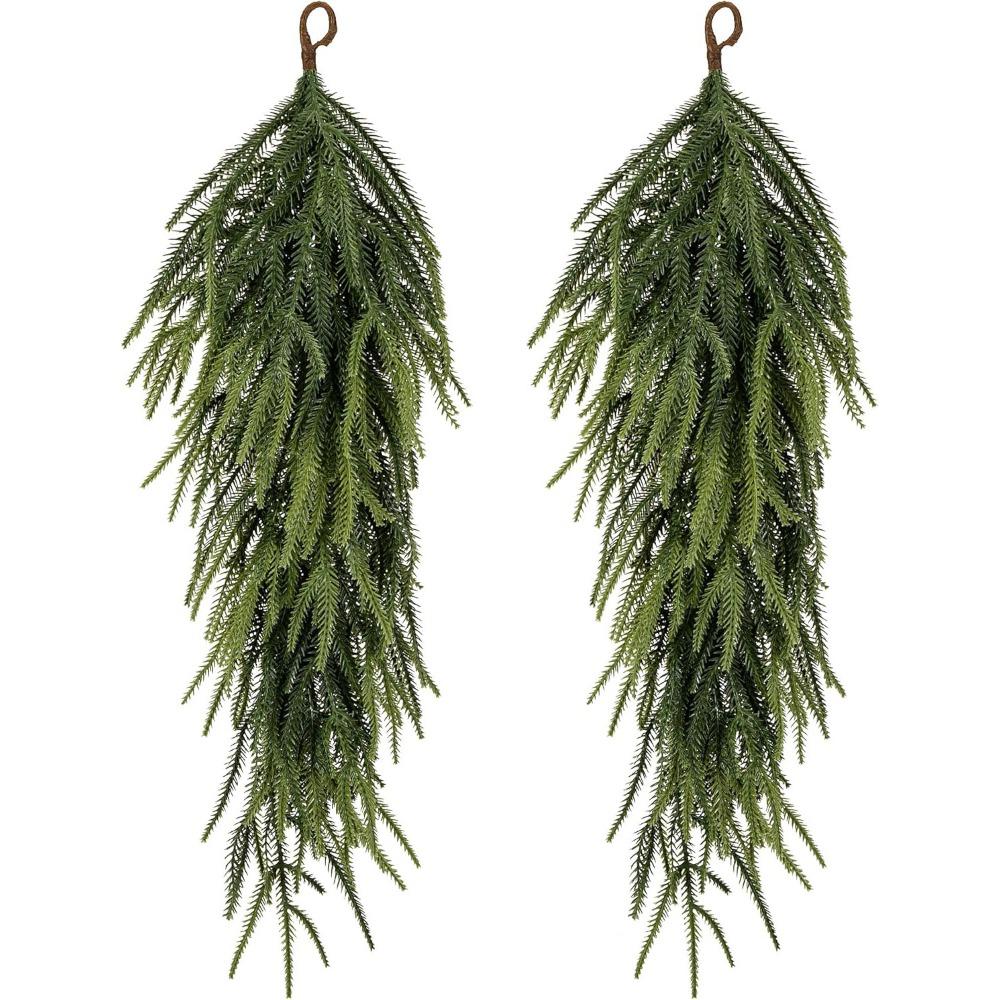 2 Piece with Hanging Hoop Artificial Norfolk Pine Needle Branches Fireplace