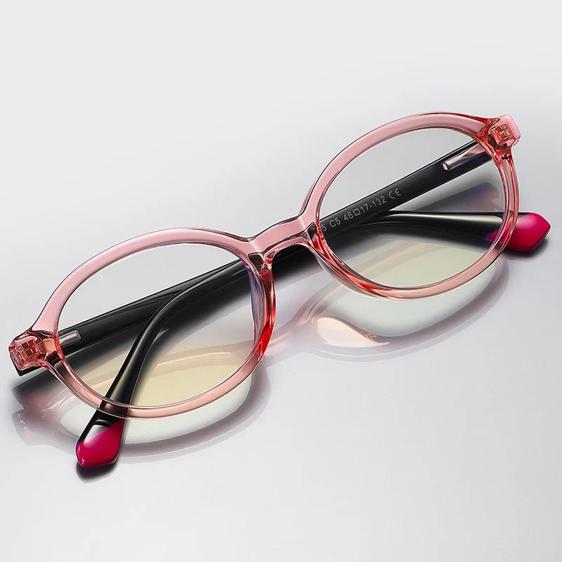 Anti Blue Rays Women Men Oval Prescription Glasses For Children  Spring Hinge Short-Sight Eyewear Diopter 0 -0.5 -0.75 To -6