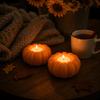 Autumn Home Decorations 3D Printed Pumpkin Candle Holder, Halloween Fall Candlestick for Tea Window Sill Decor Wax LED Candles, Tabletop Thanksgiving