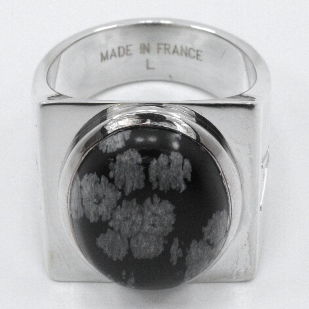 LOUIS VUITTON Chevalier Snow Flow Ring M64903 Silver925/Obsidian #9.9(US Size) 22.0g mens Used