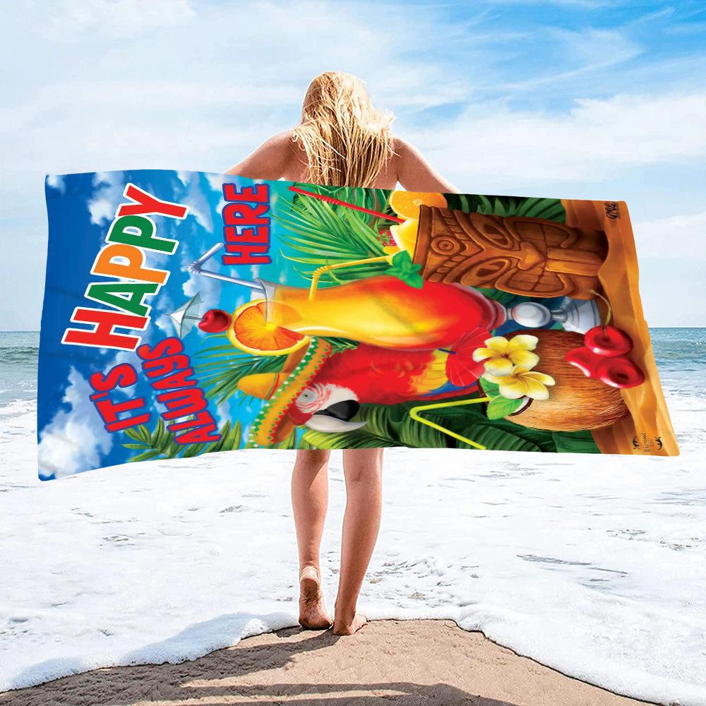 Beach Sandals Collection digital-printed polyester Superfine fiber double-sided fleece Beach vacation bath towel beach towel